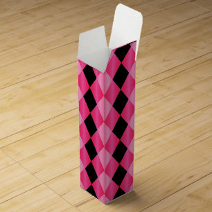 Folded Harlequin, Pink-Black-WINE GIFT BOX