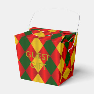 Folded Harlequin-Red-Green-Gold-FAVOR BOX,Take Out Favor Boxes