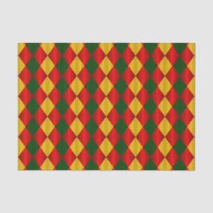 Folded Harlequin-Red-Green-Gold-TISSUE WRAP PAPER