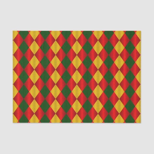 Folded Harlequin-Red-Green-Gold-TISSUE WRAP PAPER (Front)