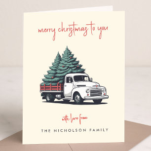 Folded Holiday Card Christmas Delivery Truck