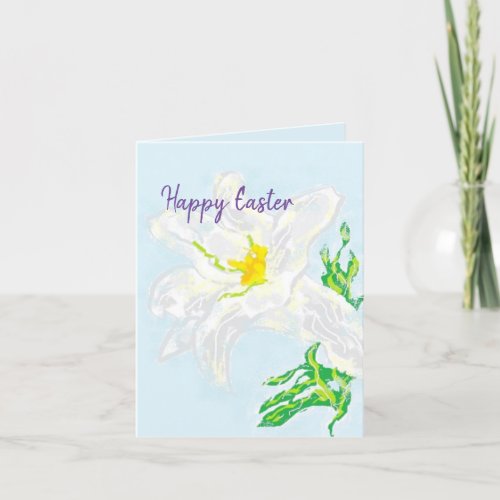 Folded Holiday Card  Easter Lilly  