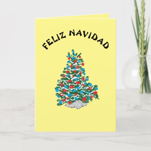 Folded Holiday Card Merry Christmas Feliz Navid