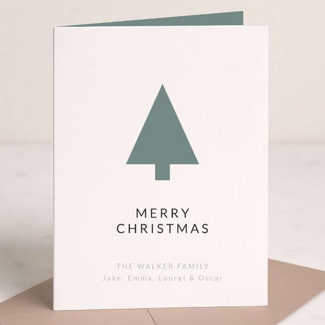 Folded Holiday Card | Minimal Christmas Tree Green (Mark the most wonderful season with a simple modern non-photo holiday card)