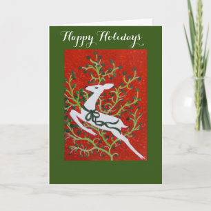 Folded Holiday Card Vintage Holiday Deer