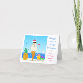 Folded Holiday Card with tropical Santa