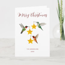 Folded Hummingbirds Holiday Card