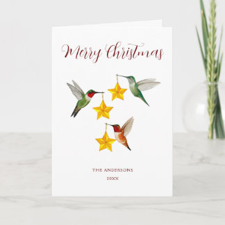 Folded Hummingbirds Holiday Card