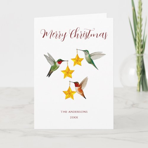 Folded Hummingbirds Holiday Card