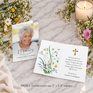 Folded In Loving Memory Photo Prayer Card