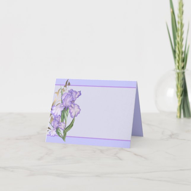 Folded Iris Note Card-Purple Irises-Small Card (Front)