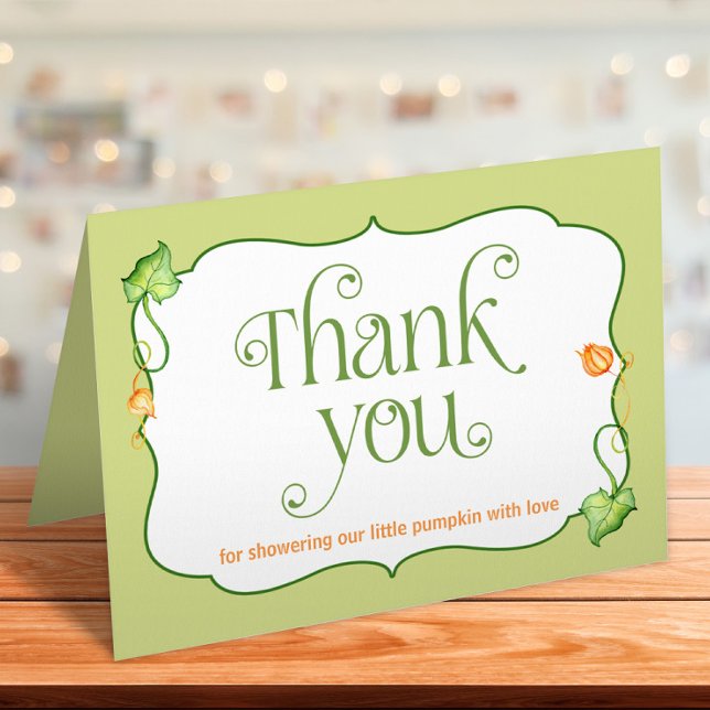 Folded Little Pumpkin Fall Gender Neutral Shower Thank You Card (Creator Uploaded)