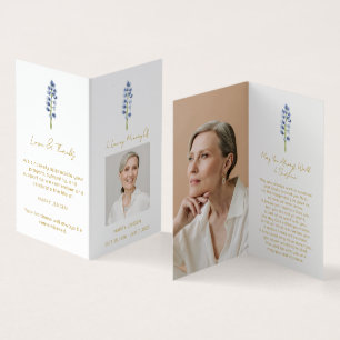 Folded Lupine Photo Funeral Prayer Card