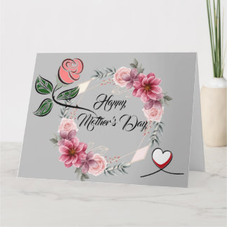 Folded Mother's day card with floral