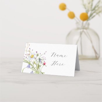 Folded Name Cards Wedding Wildflower Daisy by WOWWOWMEOW at Zazzle