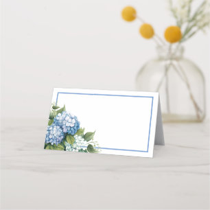 Folded Name Place Card-Blue Hydrangeas Card