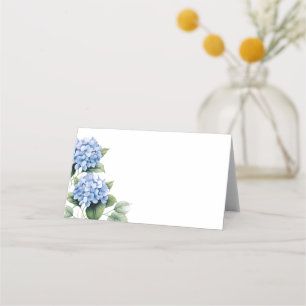 Folded Name Place Card-Blue Hydrangeas Card