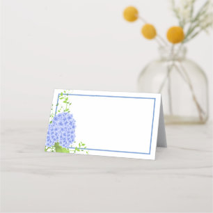 Folded Name Place Card-Blue Hydrangeas Card