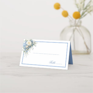 Folded Name Place Card-Blue Hydrangeas  Card