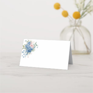 Folded Name Place Card-Blue Hydrangeas Card