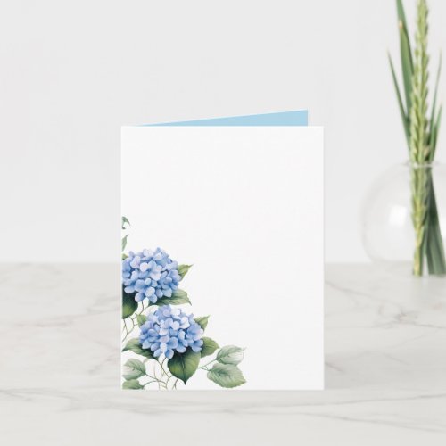 Folded Name Place Card_Blue Hydrangeas Note Card