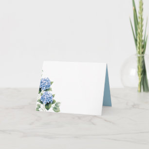 Folded Name Place Card-Blue Hydrangeas Note Card