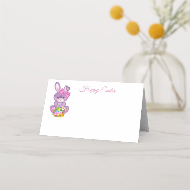 Folded Name Place Card-Easter Bunny Card (Front)
