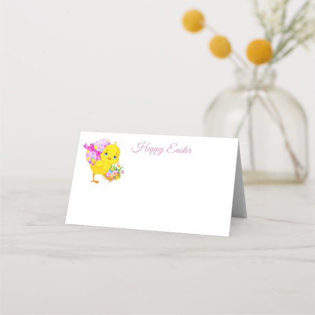 Folded Name Place Card-Easter Chick Card (Front)