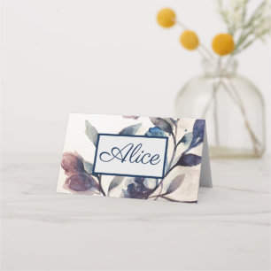Folded Name Place Card  - Lilac Foliage Floral