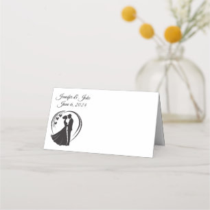 Folded Name Place Card-Wedding Couple Card