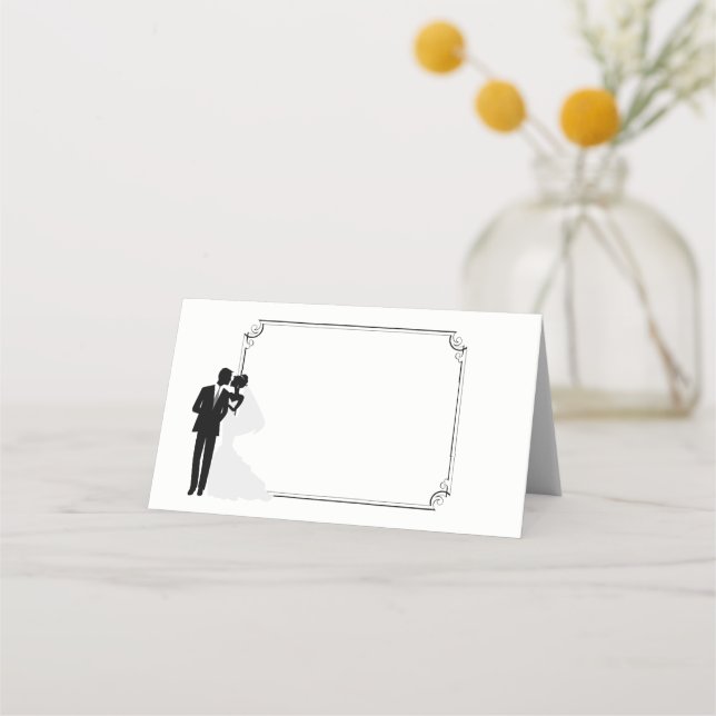 Folded Name Place Card-Wedding Couple Card (Front)