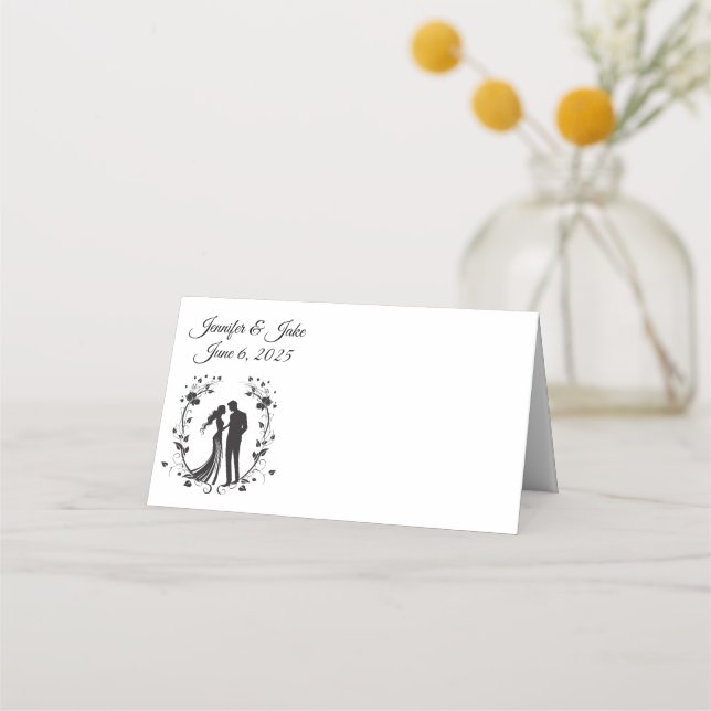Folded Name Place Card-Wedding Couple Card (Front)