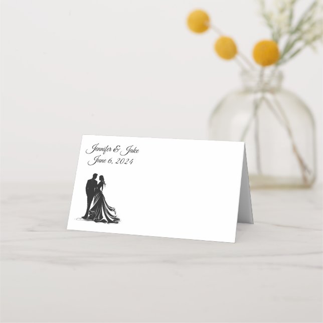 Folded Name Place Card-Wedding Couple Card (Front)