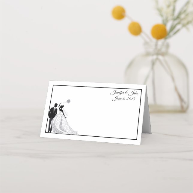Folded Name Place Card-Wedding Couple-Custom Names Card (Front)