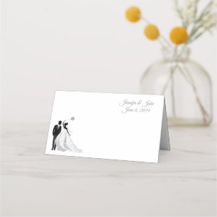 Folded Name Place Card-Wedding Couple-Custom Names Card