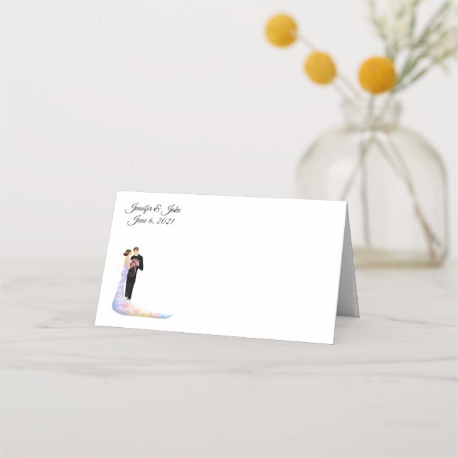 Folded Name Place Card-Wedding Couple-Custom Names Card (Front)