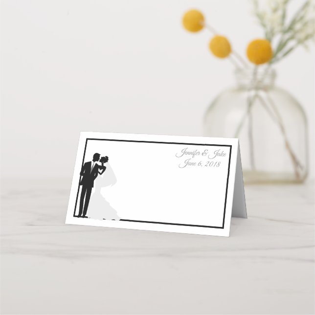 Folded Name Place Card-Wedding Couple-Custom Names Place Card (Front)