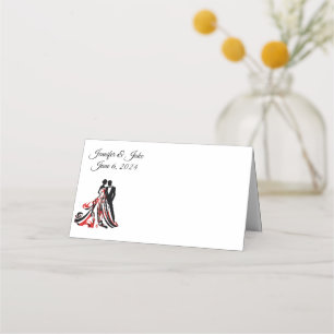 Folded Name Place Card-Wedding Couple Place Card