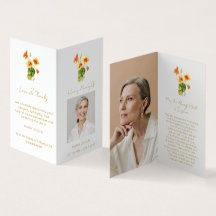 Folded Nasturtium Photo Funeral Prayer Card