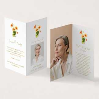 Folded Nasturtium Photo Funeral Prayer Card