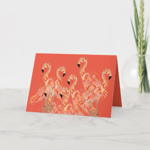 Folded Note  Card : Flamingos