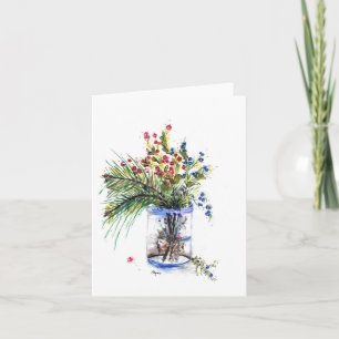Folded Note Card of original watercolor of berries