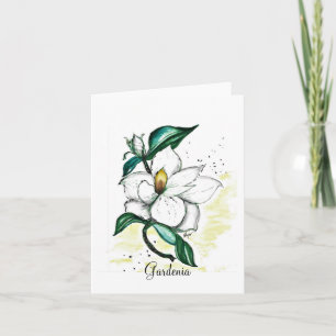 Folded note card-original watercolor of gardenia note card