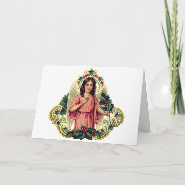 Folded Note Card VINTAGE ANGEL CUSTOM NAME (Front)
