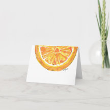 Folded note Card- watercolor of an orange slice
