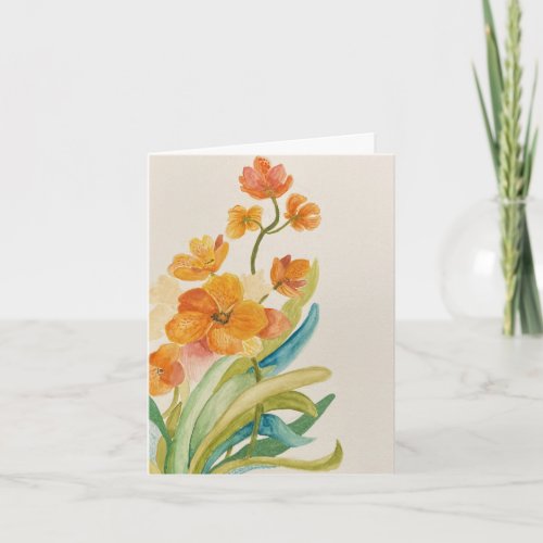 Folded Orange Orchid Greeting Card