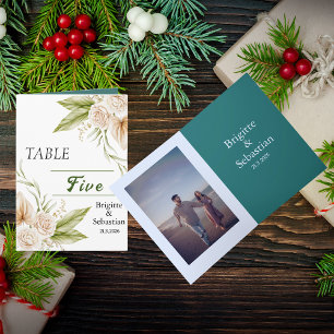 Folded Pampas Wedding Table Number