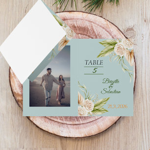 Folded Pampas Wedding Table Number