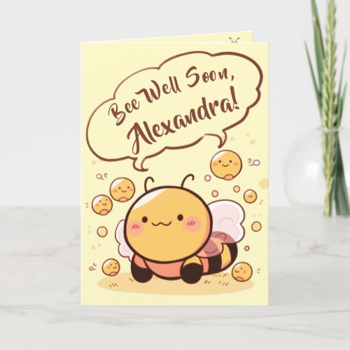 Folded Personalizable Bee Get Well Soon Card