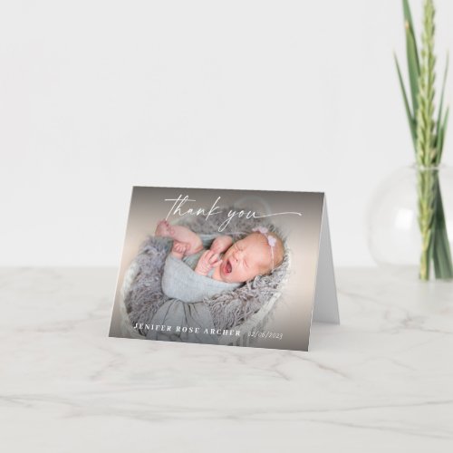 Folded photo baby thank you cards script writing announcement
